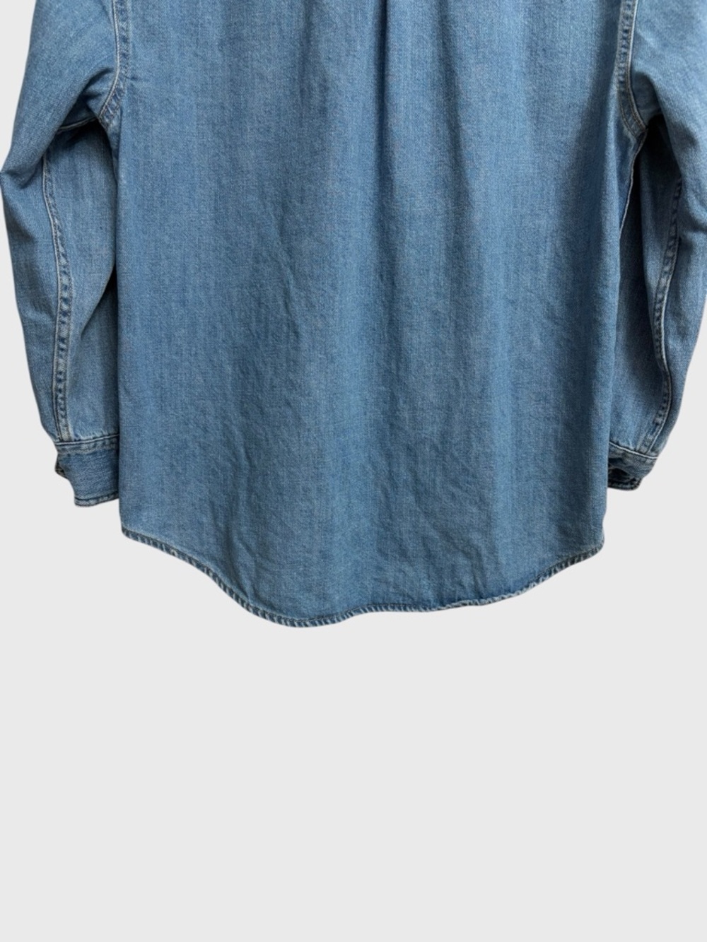 Old Navy Women's Oversized Boyfriend Utility-Pocket Jean Shirt Sz S Medium Wash - Picture 11 of 16